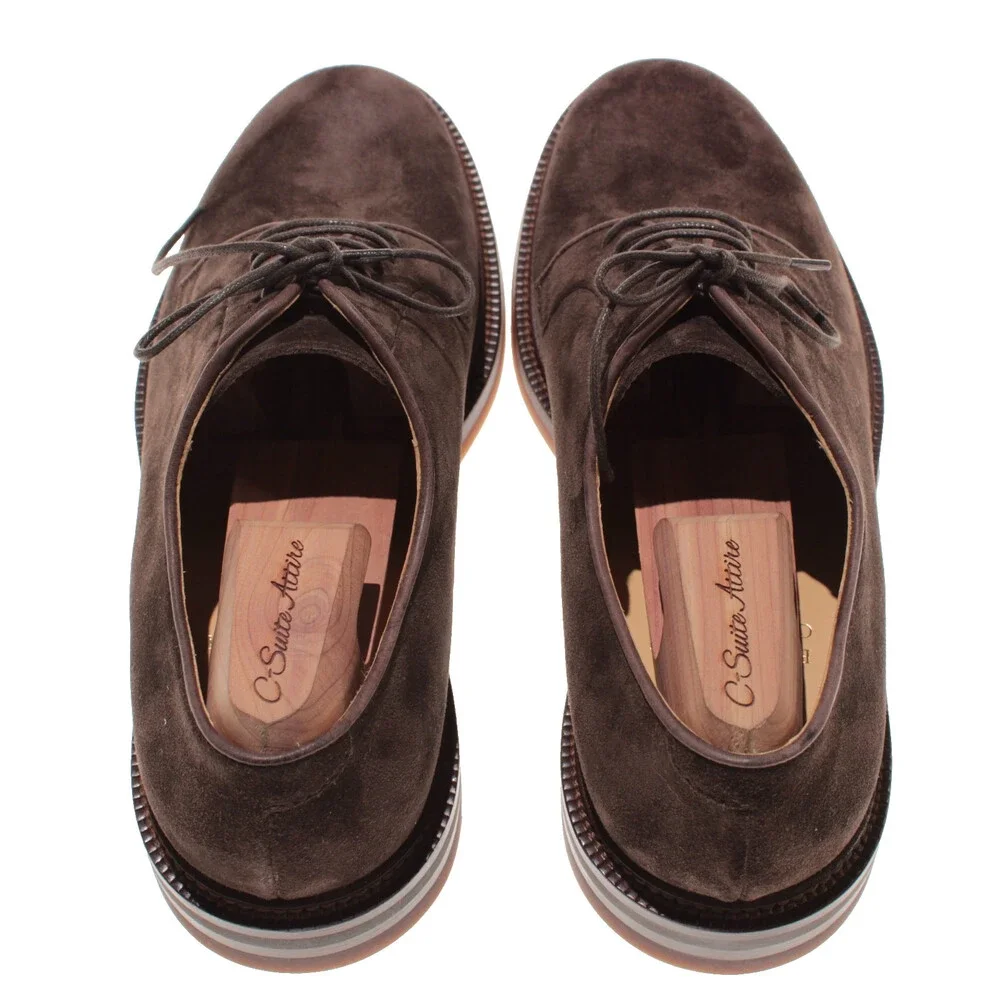 Brunello Cucinelli NWB Derby Dress Shoes Size 42 (US 9) in Brown Suede